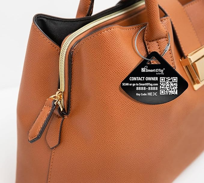 Dynotag® Express Series Solid Metal Web Enabled Smart Bag Tag ID + Steel Loop, Anodized Aluminum with DynoIQ™ & Lifetime Recovery Service (Midnight Black)