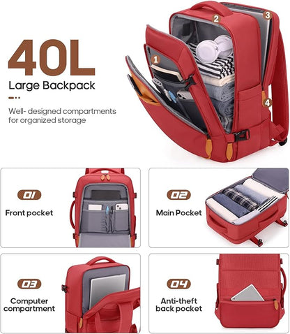 UKEIN Luggage Sets 3 Piece, Carry On Luggage 20In With Spinner Wheels,PC Hardside Suitcase Set with TSA Lock,Durable Carry On Suitcase With Travel Backpack for Men (Red, 3 piece set (20inch))