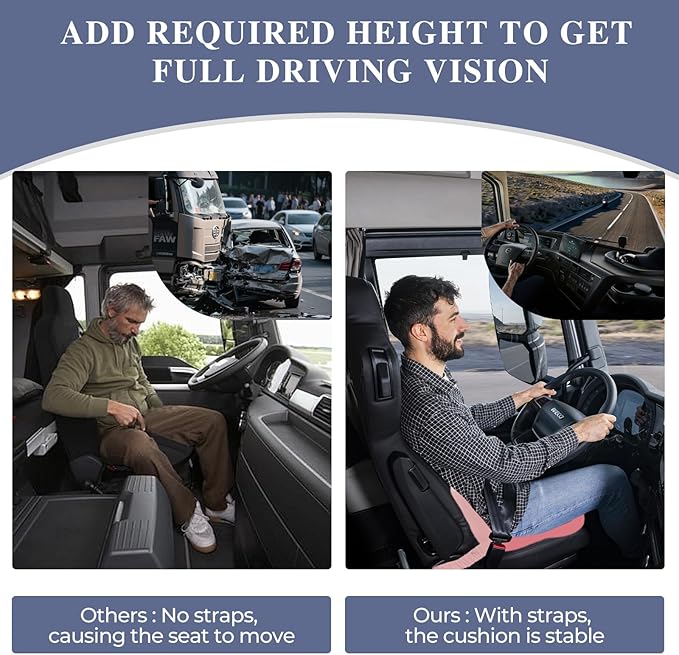 Memory Foam Seat Cushion for Sciatica & Back Pain Relief - Ergonomic Chair Pad with Adjustable Strap & Supportive Comfort Cover, Non-Slip for Car, Truck, Office Chair - Pink