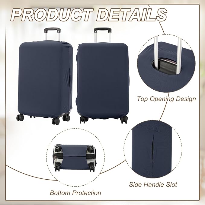 uxcell Luggage Cover for Suitcase Protector, Fit 21-25 Inch Luggage Elastic Suitcase Cover Scratch-Resistant Covers for Travel Business Trips, Navy Blue (M)