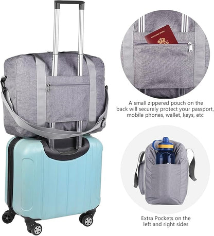 For Allegaint Airlines Personal Item Bag 17.7x12.6x6.3 Foldable Travel Duffel Bag Underseat Carry-on Luggage for Women and men 25L(Grey)