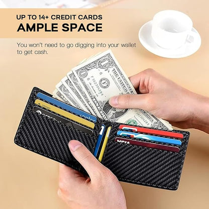 RUNBOX Wallet for Men Slim Rfid Leather 2 ID Window With Gift Box