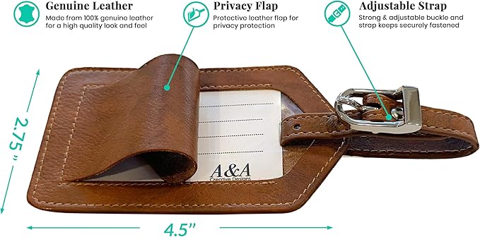 Personalized Monogrammed Antique Saddle Leather RFID Passport Wallet and Luggage Tag
