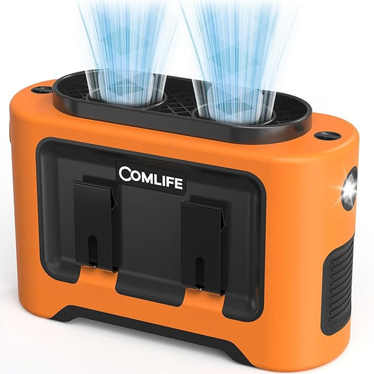 14500mAh Portable Waist Fan Clip On Belt- Rechargeable Battery Operated,Max 40H Cooling,5 Speed 14600RPM,Dual Air Vent, Hands-free Shirt Neck Fan With Light for Outdoor Jobsite Camping Traveling