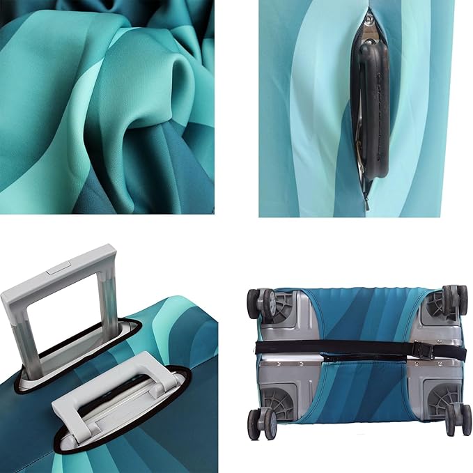 MosaiRudo Thicker Luggage Cover Elastic Suitcase Cover Protector Fits 18-32 Inch Suitcase Travel Accessories (Green Ripple, L)