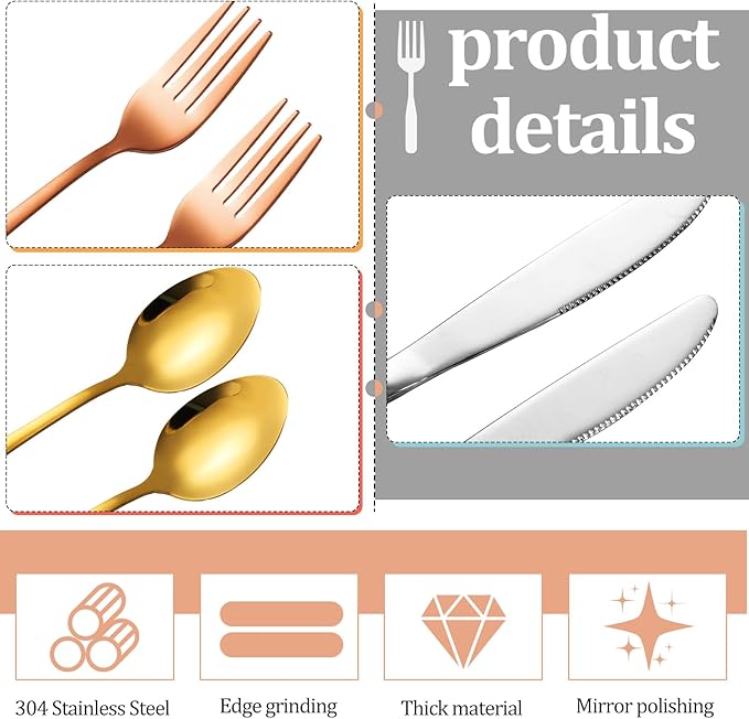 Yinkin 4 Pack Portable Travel Utensils Set with Case Reusable Stainless Steel Silverware Flatware Camping Cutlery Include Fork Spoon Knife for Work School Dishwasher Safe(Clear Series)