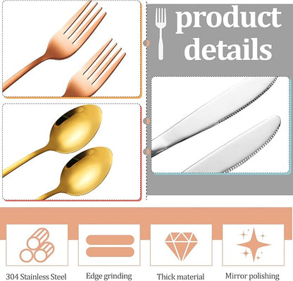 Yinkin 4 Pack Portable Travel Utensils Set with Case Reusable Stainless Steel Silverware Flatware Camping Cutlery Include Fork Spoon Knife for Work School Dishwasher Safe(Clear Series)