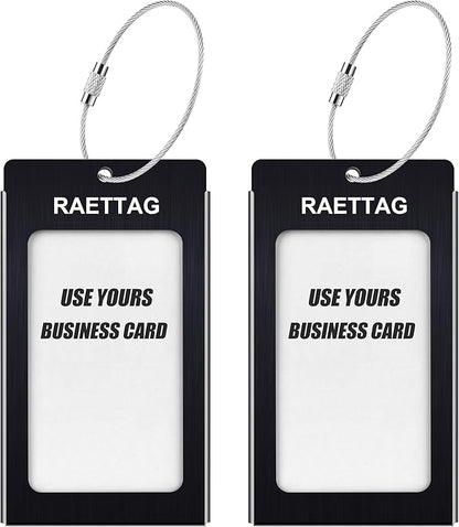 Luggage Tags Metal Suitcase Tags Travel Bag ID Identifier Luggage Tag (Black 2-Pack)