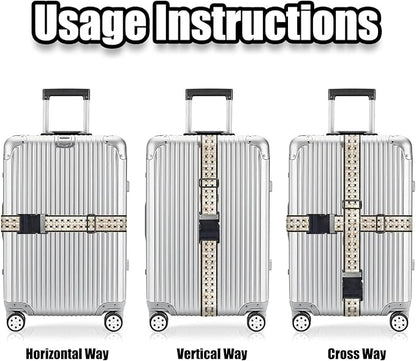 Nuxovilar Luggage Straps of 2 Set Marble Mosaic Pattern, 1.96x90.5 inches - Luggage Straps for Suitcases, Fit for Business Travel, Formal Trips, Daily Use