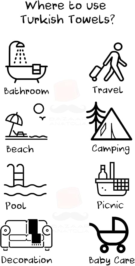 Bazaar Anatolia Turkish Beach Towel – 100% Cotton, Quick Dry, Sand Free Striped Towel for Bathroom and Camping – Oversized 71x39 Inches – Arpa Dark Blue