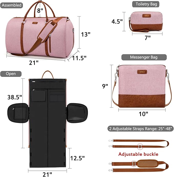 Convertible 2-in-1 Garment Bags for Travel, Carry On Garment Duffle Bag With Shoe Compartment Large Weekender Bag for Women Men Hanging Suitcase Suit Travel Duffel Overnight Bags 4pcs Set