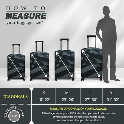 Explore Land Travel Luggage Cover Suitcase Protector Fits 23-26 Inch Case (Flag, M)