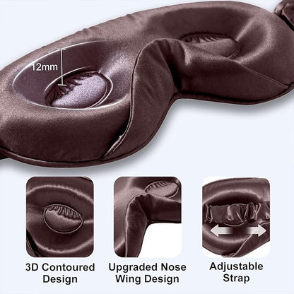 ZIMASILK Adjustable 22 Momme 100% Mulberry Silk Sleep Mask, Upgraded 3D Contoured Cup Eye Mask for Sleeping, Super Soft & Breathable Blindfold, Blackout for Deep Sleeping (Gray Purple)