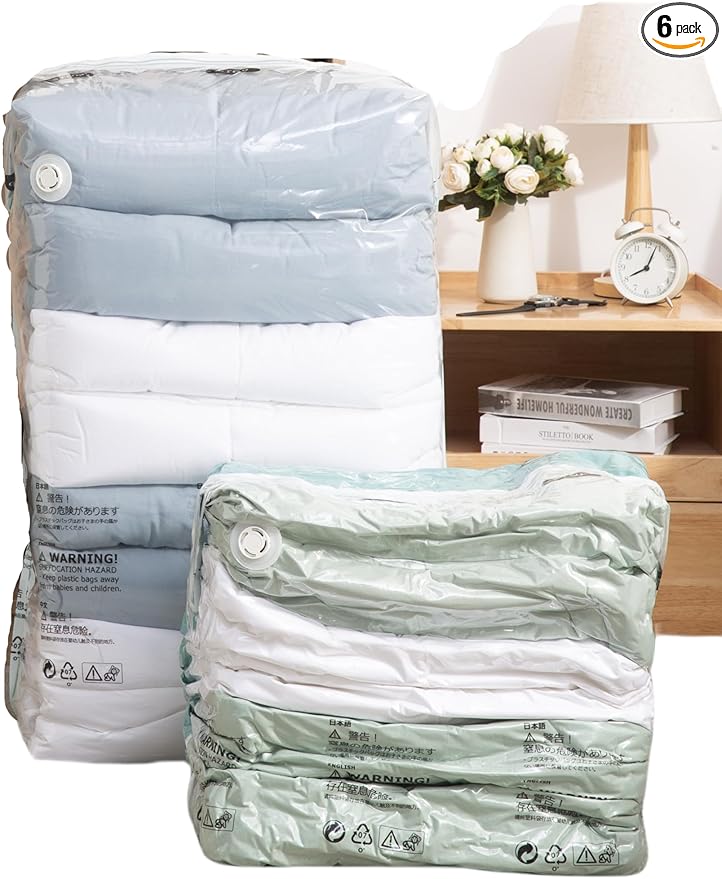 NeatNest 6 Pack Large Cube Vacuum Storage Bags – Oversized Box-Shaped Compression Bags for Comforters, Blankets, Bedding & Clothes, Vacuum or Hand Press, Airtight & Reusable, PE+PA Material