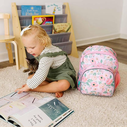 Wildkin JumpOff Jo 12-inch Kids Backpack – Lightweight, Durable Toddler Bag - Floral Watercolor