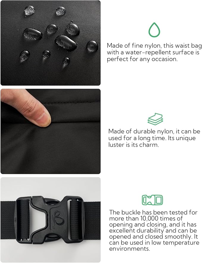 WATERFLY Fanny Pack Waist Packs: Large Crossbody Fanny Packs for Women Men with 5 Zipper Pockets Adjustable Strap Waist Bags Hip Pack for Traveling Cycling Running Hiking-Black