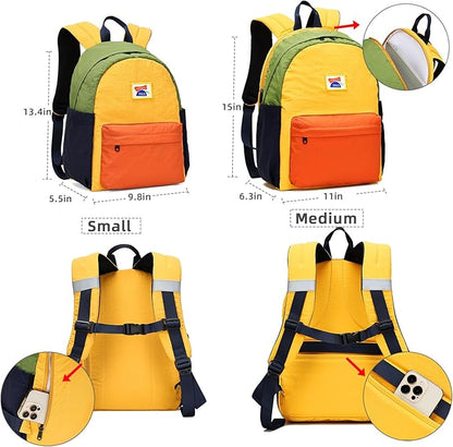 willikiva Kids Backpack for School Boys Girls Teens Toddler Backpack Waterproof Kindergarten Preschool Elementary Bookbag Children Travel Bag(Yellow Orange,Medium)