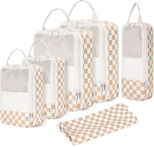 Narwey 6 Set Compression Packing Cubes for Travel Kids Women Carry on, Packing Organizers Bag for Backpack Luggage Suitcase Duffle Bags
