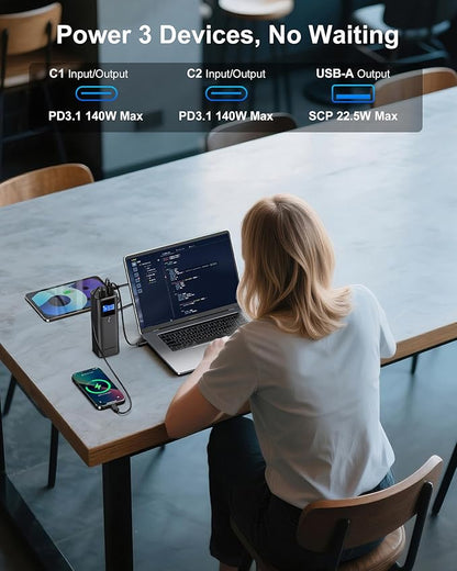 AsperX Laptop Power Bank, 27,600mAh 162.5W Aluminum Unibody PD3.1 Fast Charging Portable Charger Power Bank, 99Wh Battery Bank for MacBook Pro/Air/iPhone 16/iPad/S25 Ultra/Dell/HP (Flight-Approved)