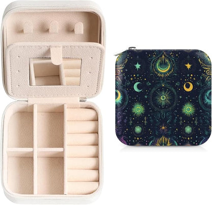 Dark Gothic Leather Jewelry Boxes, Mini Travel Jewelry Case Organizer, Retro Jewelry Organizers and Storage with Mirror, Collectible Fashion Artworks