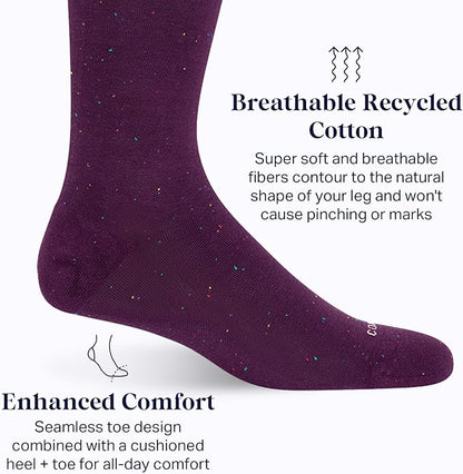 Comrad Recycled Cotton Knee High Socks - 15-20mmHg Graduated Compression Socks - Soft & Breathable Support Socks, Unisex