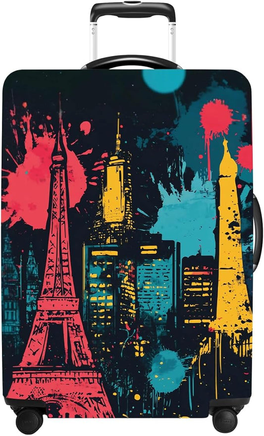 Luggage Cover Washable Suitcase Protector Anti-scratch Suitcase cover Fits 20-34 Inch Luggage (Tower-4, XL(32-34inch suitcase))