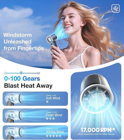 TORRAS COOLiFY iva Handheld Fan with Ice Cooler, 0-100 Adjustable Speed, Super Mini Powerful Portable Fan 5000mAh Rechargeable, Hand Fans for Travel Essentials, Outdoor, Gifts for Dad Women, Charcoal