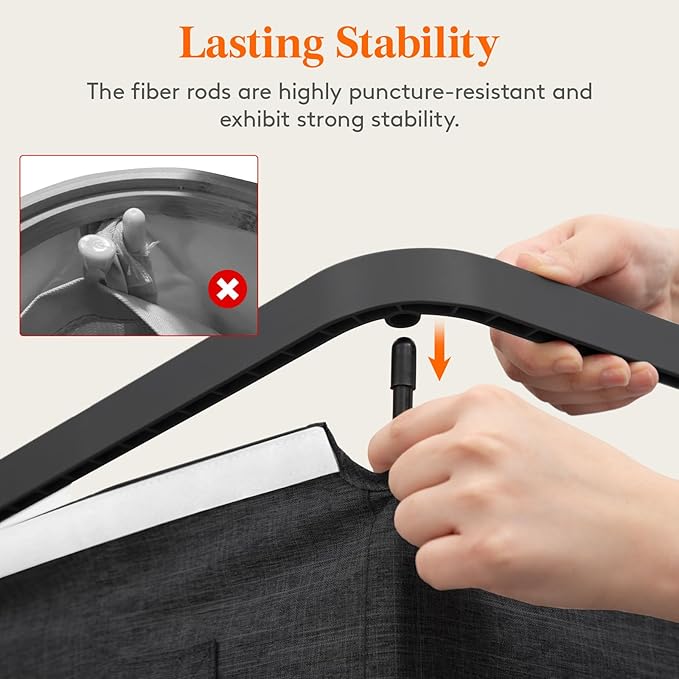 Lifewit 165L Laundry Basket with Lid, Large Laundry Hamper with Plastic Handles and Removable Bag, Foldable Tall Dirty Clothes Hampers for Laundry for Laundry Room, Bedroom, Bathroom, Dorm, Dark Gray