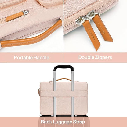 MOSISO 360 Protective Laptop Shoulder Bag,15-15.6 inch Computer Bags Compatible with MacBook Pro 16 inch, HP, Dell, Lenovo, Asus Notebook,Side Open Messenger Bag with 4 Zipper Pockets, Khaki