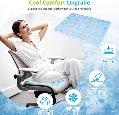 Cooling Seat Cushion, Y28°F Desk Chair Cushion Reusable Ice Mat with PCM Cooling Mat Technology, No Condensation, Foldable & Portable Chair Cushion for Office, Camping, Bed, Car