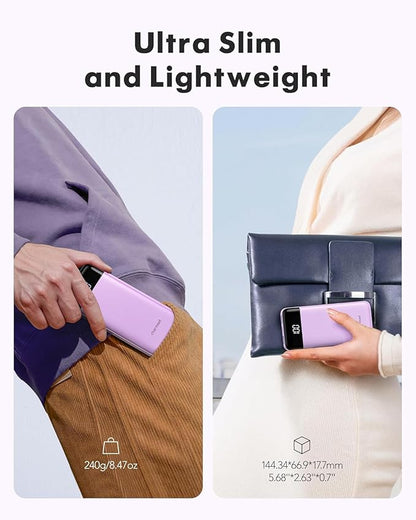 charmast Portable Charger with Built in Cables, Power Bank with Cords Wires, Slim 10000mAh Travel Battery Pack 6 Outputs 3 Inputs 6A Fast Charging for Samsung Google Pixel LG Moto iPhone iPad