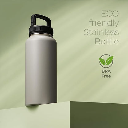 SipX™ Triple-Insulated Stainless Steel Water Bottle 32oz. With 3 Lids, BPA-Free Reusable Insulated Water Bottle Keeps Cold 24 Hours, Metal Water Bottle Made Of Sustainable Material For Hiking & Biking