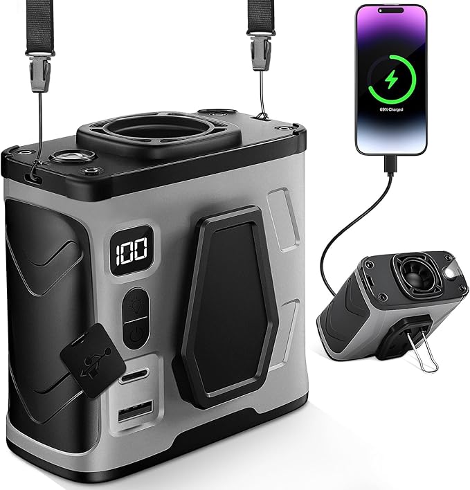 2025 Portable Waist Belt Clip Fan 10,000mAh/ 20,000RPM/ 40H Powerful 100% Copper Brushless Motor, Hands-free Rechargeable Wearable Shirt Fan, Personal Hanging Neck Fan for Outdoor Jobsite Camping