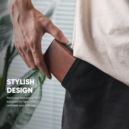 VULKIT Pop up Wallet Minimalist Cash Wallets RFID Blocking Leather Smart Credit Card Holder with Magnetic Closure for Men