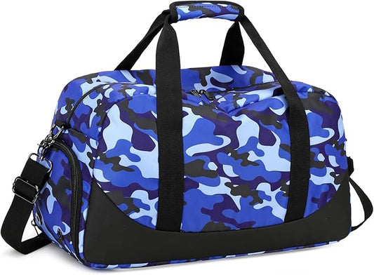 Octsky Overnight Bag Weekender Bag Sports Gym Travel Duffel Bag with Shoe Compartment Camo Blue