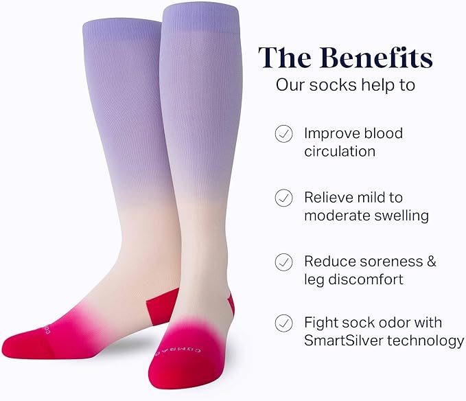 Comrad Nylon Knee High Socks - 15-20mmHg Graduated Compression Socks - Soft & Breathable Support Unisex Socks