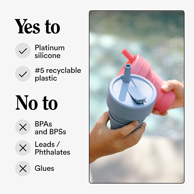 STOJO Collapsible Travel Cup - Reusable To-Go Pocket Size Silicone Bottle for Hot and Cold Drinks - Perfect for Camping - Microwave & Dishwasher Safe (Peony, 8 Ounce (Pack of 1))