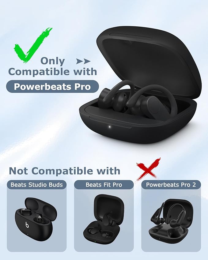 Charging Case Replacement Compatible with Powerbeats Pro - 700mAh Battery Portable Earbuds Charger Case with Bluetooth Pairing Black