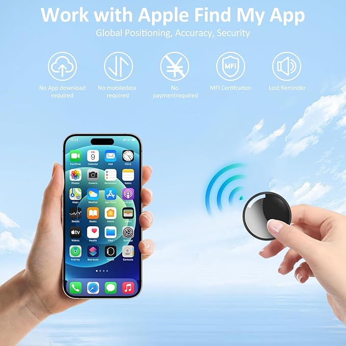 Tracker Tags - 2 Pack Black，Bluetooth Tracker Work with Apple Find My (iOS Only), Smart Tracker with Protective Case, Item Finders Locator Air Smart Tag for Luggage，Key，Wallet，Suitcase