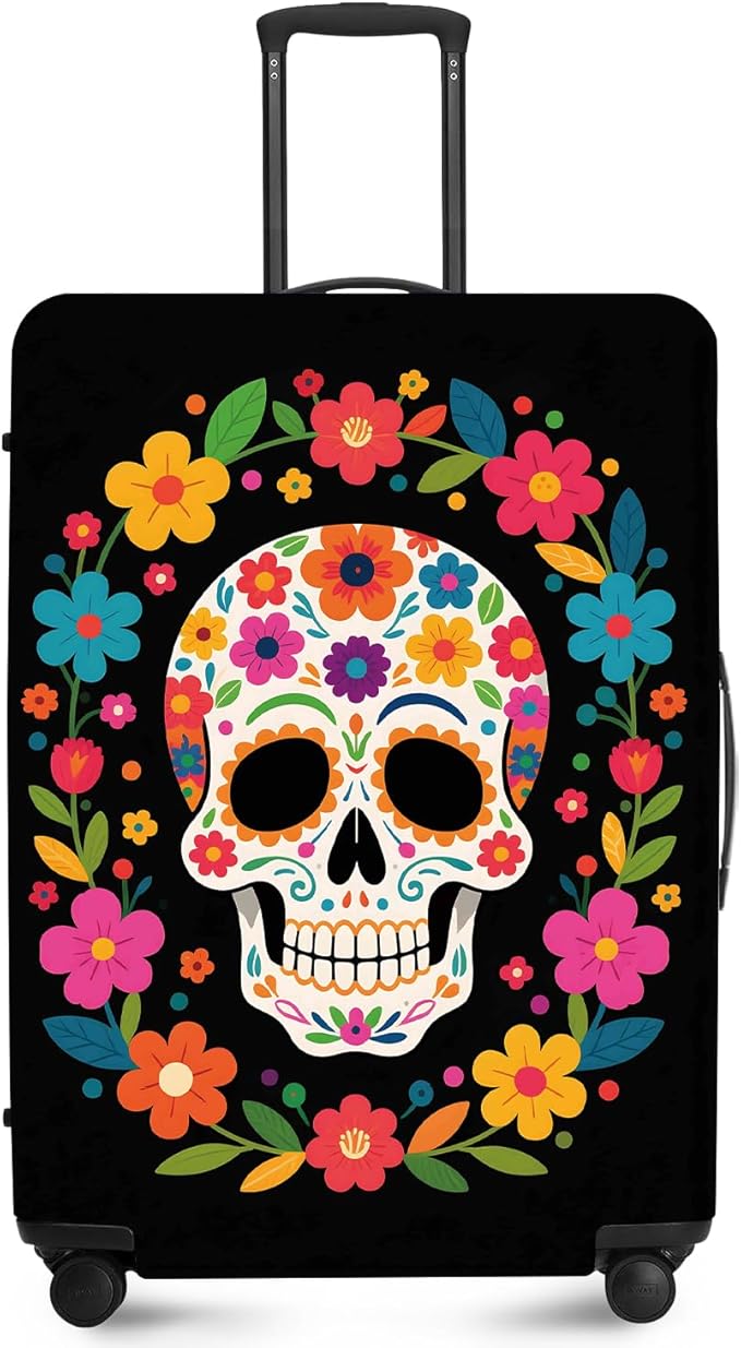 ANNA QUEEN Halloween Travel Luggage Cover Suitcase Protector Suitcase Cover Anti-Scratch,Stretchable Luggage Travel Bag Cover Washable (SKull, XL(fits 29-32Inch suitcase)