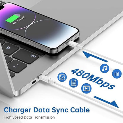 2Pack iPhone Fast Charger, Type C Charger Fast Charging Power Delivery Fast Charging Block Travel Plug with 2Pack Type C to Lightning Cable Cord Compatible with iPhone 14/14 Pro/13/12/11/X,iPad