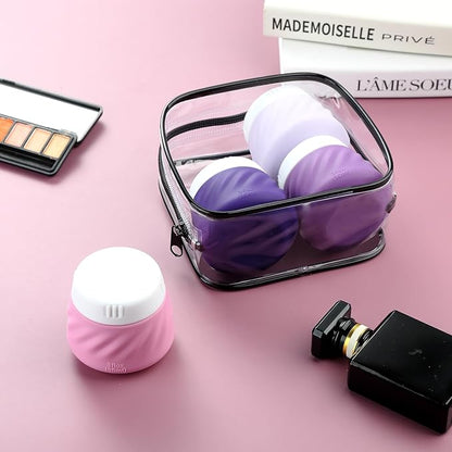 Gemice Silicone Cream Jars TSA Approved Travel Size Containers with Clear Bag, Leak-proof Travel Accessories with Lid for Cosmetic Face Body Hand Cream (4 Pack)