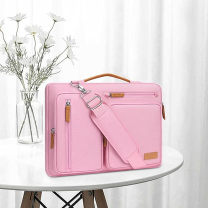 MOSISO 360 Protective Laptop Shoulder Bag,13-13.3 inch Computer Bag Compatible with MacBook, HP, Dell, Lenovo, Asus Notebook,Side Open Messenger Bag with 4 Zipper Pockets&Handle, Pink