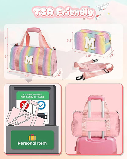 Gifts for Daughter-Girl Gym Bag with Shoe Compartment, Kid Personalized Weekender Overnight Bags, Initial Travel Tote with Makeup Pouch, Gift for Granddaughter Sister Niece (Letter H)