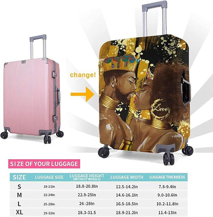 Travel Suitcase Protector African Queen And King Black Crown Elastic Protective Washable Luggage Cover With Concealed Zipper Suitable For Small