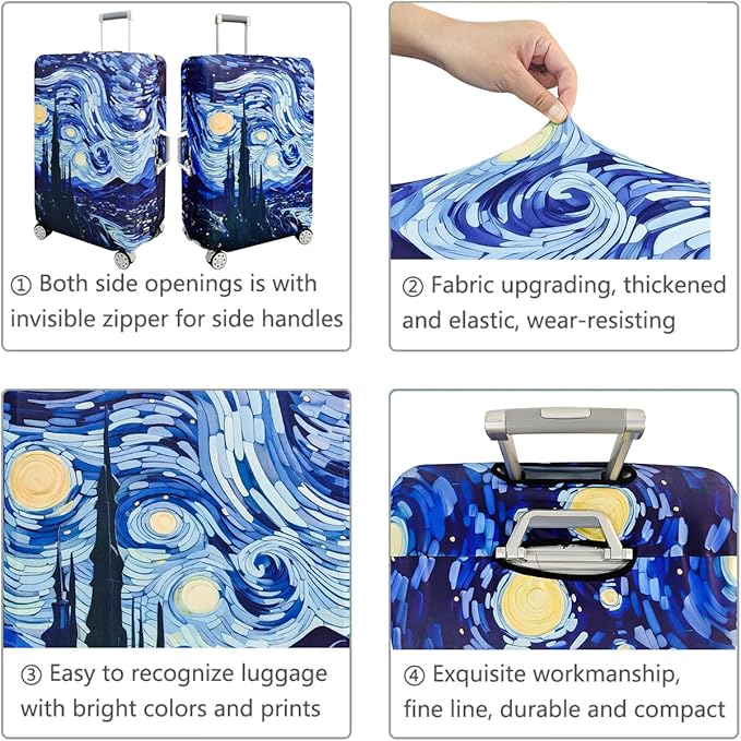 fancyfree Luggage Cover Washable Suitcase Protector Anti-scratch Suitcase cover (Blue Starry Sky, XL(29"-32" luggage))