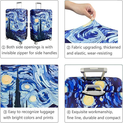 fancyfree Luggage Cover Washable Suitcase Protector Anti-scratch Suitcase cover (Blue Starry Sky, XL(29"-32" luggage))