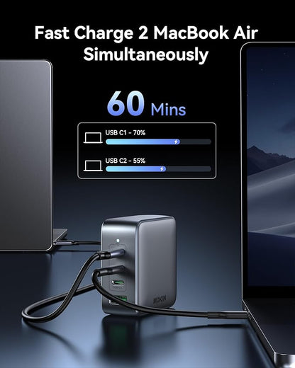 100W USB C Wall Charger Block, 4-Port PD3.1 GaN Foldable Compact PPS Fast Laptop Charger Power Adapter for MacBook Pro/Air, Dell XPS, iPhone 17/16 Pro, iPad Pro, Galaxy S25/S24, Steam Deck, and More