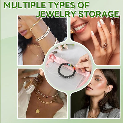 Jewelry Organizer Storage Book Travel Large Clear Earring Storage Case Transparent Bracelet Organizer Case (Pink, Set Pack of 2 Jewelry books)