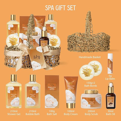 Christmas Gifts for Women - 10-Piece Honey Almond Bath and Body Gift Set for Women Spa Gift Basket Self Care Kit with Bath Bomb | Mothers Day, Birthday Gifts, All Occasion Holiday Present